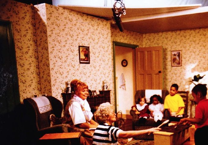 Aunty Mabel's living room for series 1. subsequent series we used a different location bungalow not the initial one at Denham airfield.