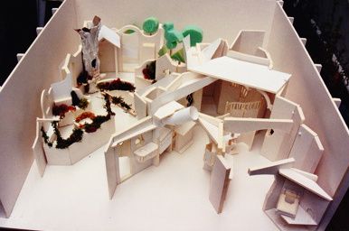 The Hotch Potch House model showing the complex 'rat run' of puppeteer hides.