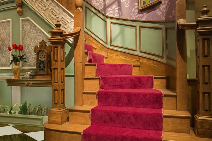 Staircase detail. The carpeted area lifts out for puppeteers to walk up on an out-of-shot lower staircase