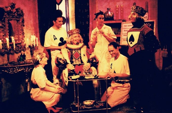 Simon Davies as King of Diamonds, Jan Goodman as Jackie of Spades and various actors in the Beauty Parlour